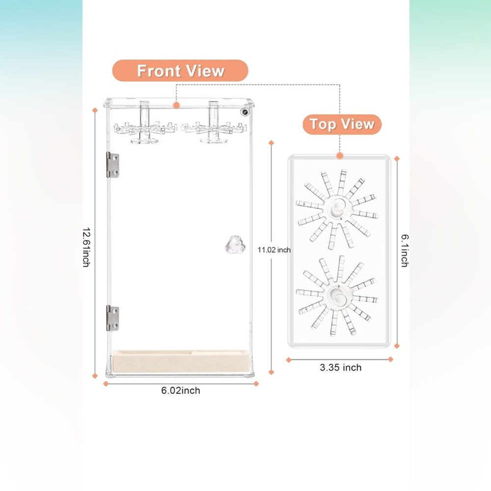 Clear Acrylic Necklace Organizer 24 hooks and ring tray